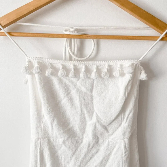 Princess Polly Fiorella Pom Pom Fringe Mini Dress White Size 10 - Picture 5 of 8